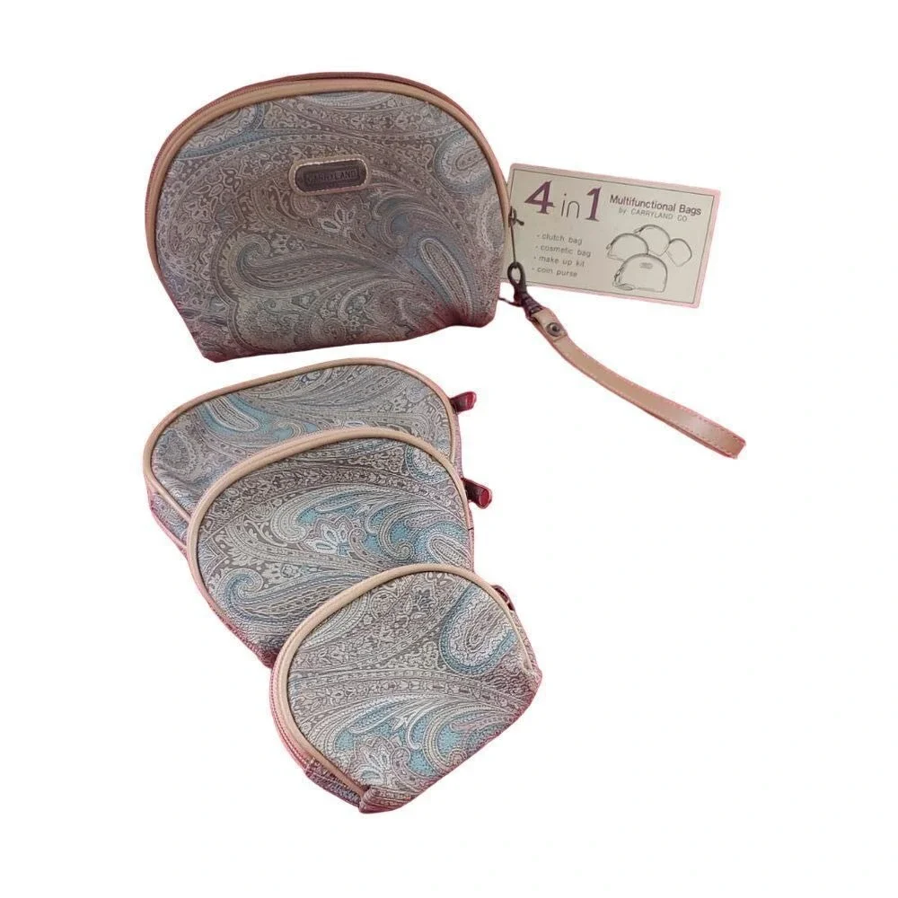 Vintage‎ Carryland 4-in-1 Paisley Cosmetic Bag Set Travel Organizer Makeup